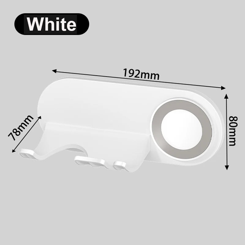 Hair Dryer Magnetic Holder Wall Bracket - No Drill Installation, Synthetic Plastic Holder for Dyson/Leihen/Kexi Gray/White