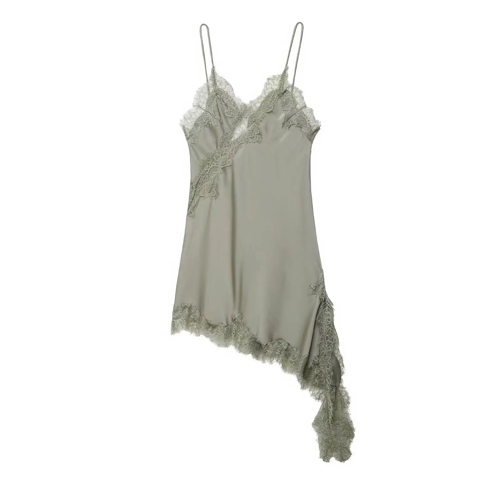 Luxe Lace-Spliced Satin Mini Dress – Sleeveless Backless Party Dress