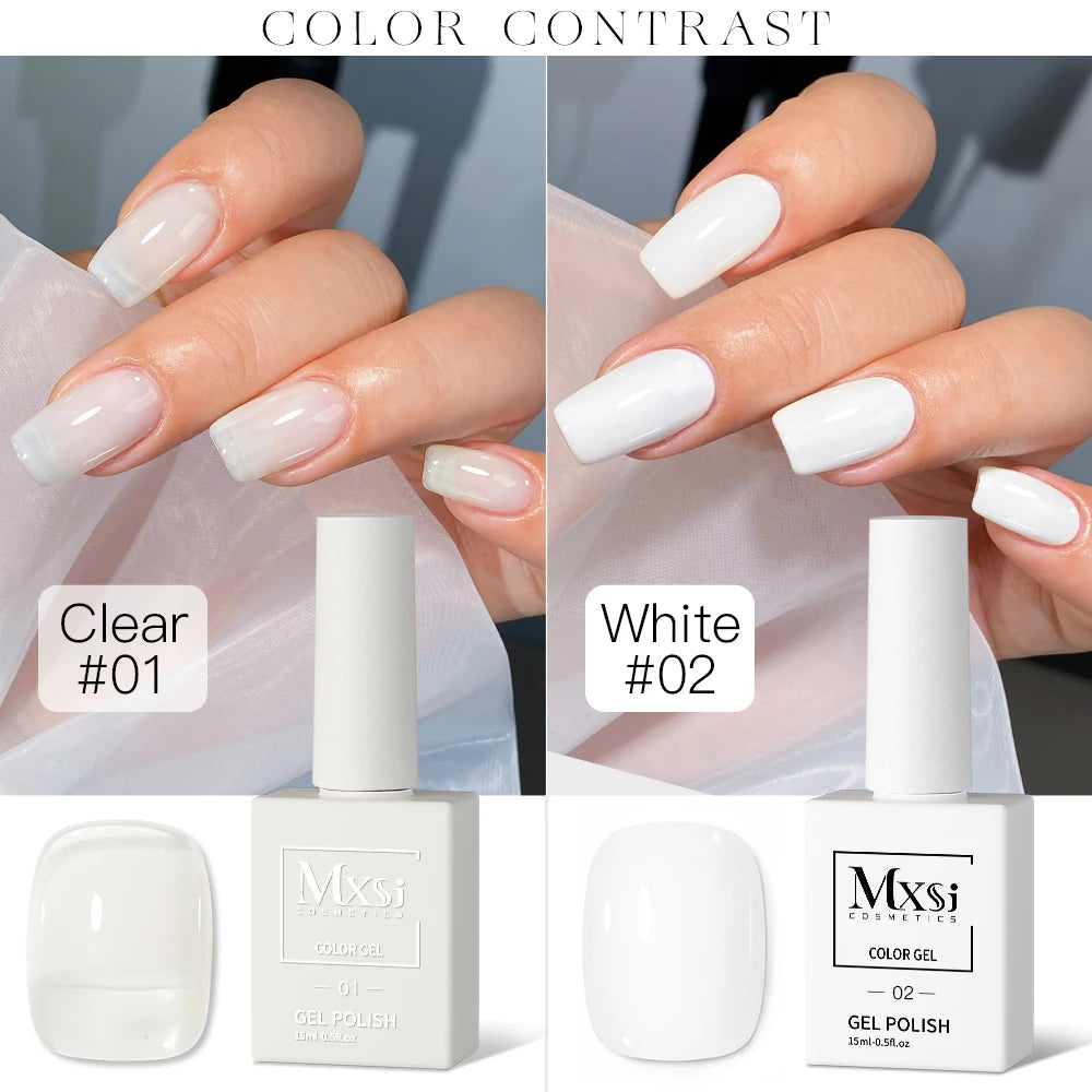 Mxsi 15ml Gel Nail Polish Neon Brown Royal Blue Red Green Pastal Nude Nail Art Varnish Gel Lacquer Top Coat UV Gel Nail Not Set