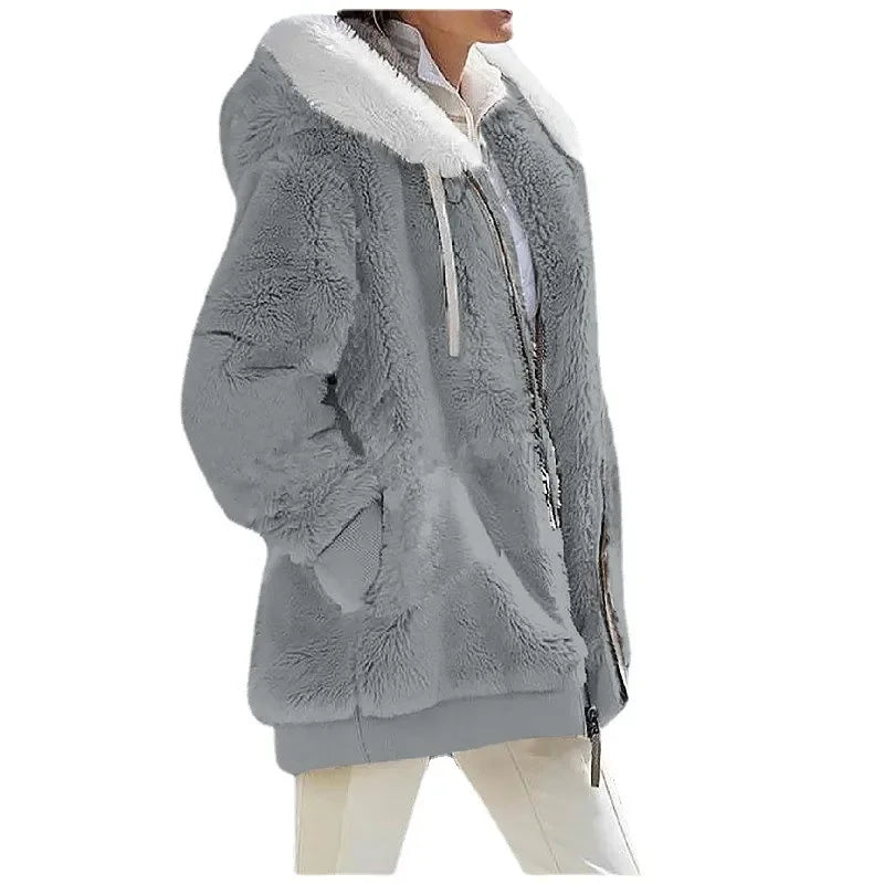 Women's Hooded Fleece Jacket – Cosy Zip-Up Coat