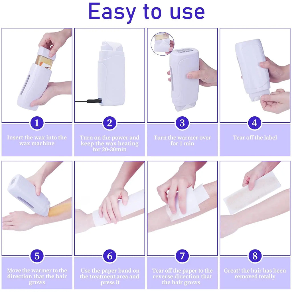 YIKOOLIN Wax Heater Roll On Roll on Wax Hair Removal Roller Waxing Portable Wax Heater Machine for Women & Men