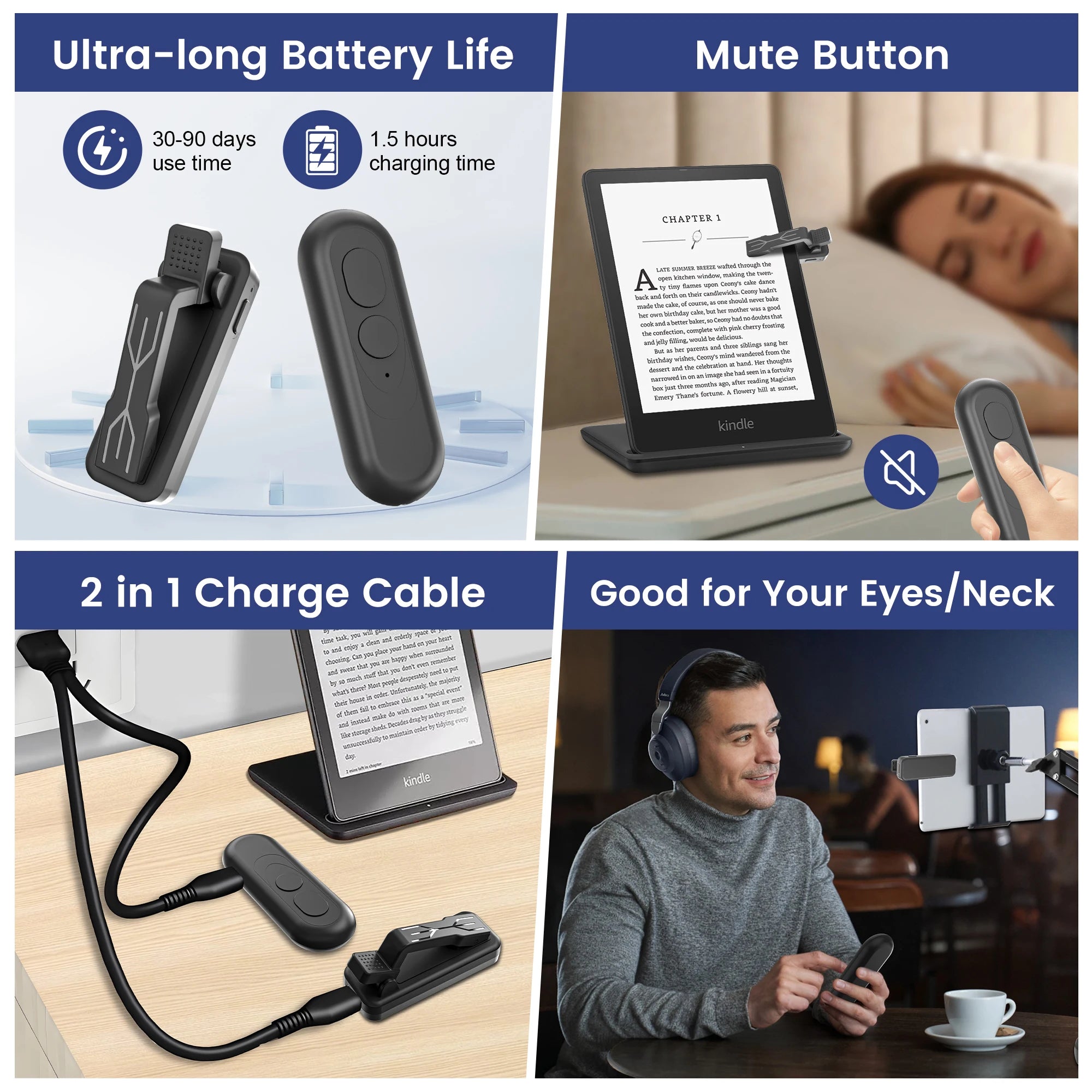 RF Remote Control Page Turner Phone Camera Video Record Shutter for ipad Android Kindle Kobo EReaders Remote Clicker