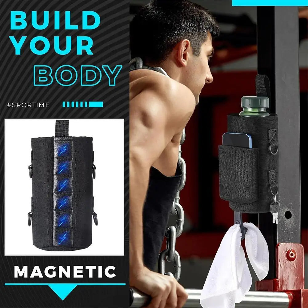 Magnetic Gym Water Bottle Bag – Hands-Free Sling Carrier for Workouts