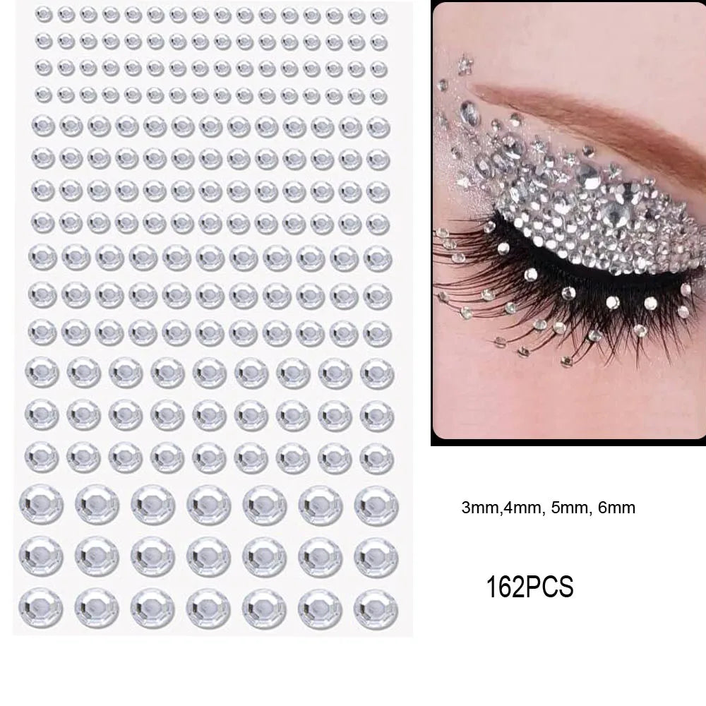 3D Rhinestone Face Tattoo Stickers For Festival Glitter Makeup Jewelry Sticker On Face Crystals Gems Jewels Diamonds Decoration