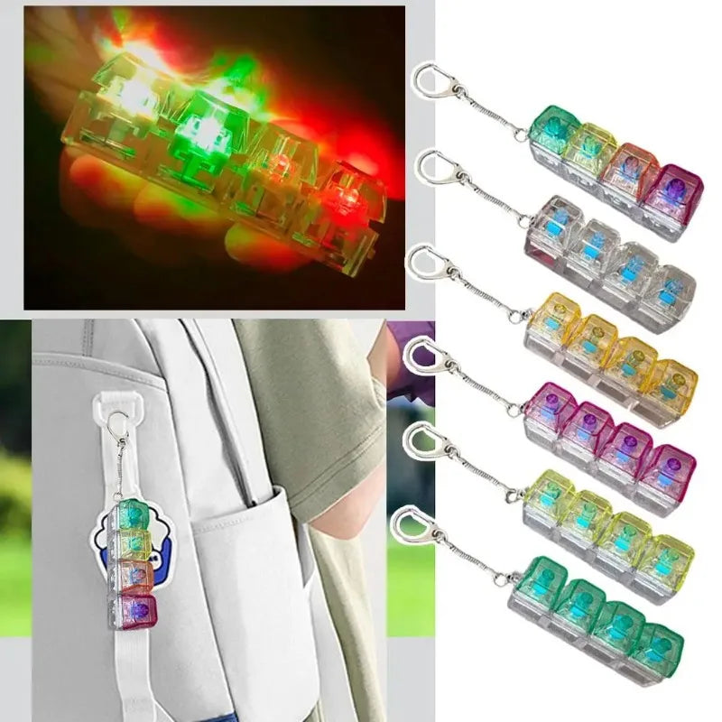 Crystal Keycap Key Bag Pendant Key Height Decompression Toy Luminous Transparent Shaft Decompression Toy Holiday Gift for Friend