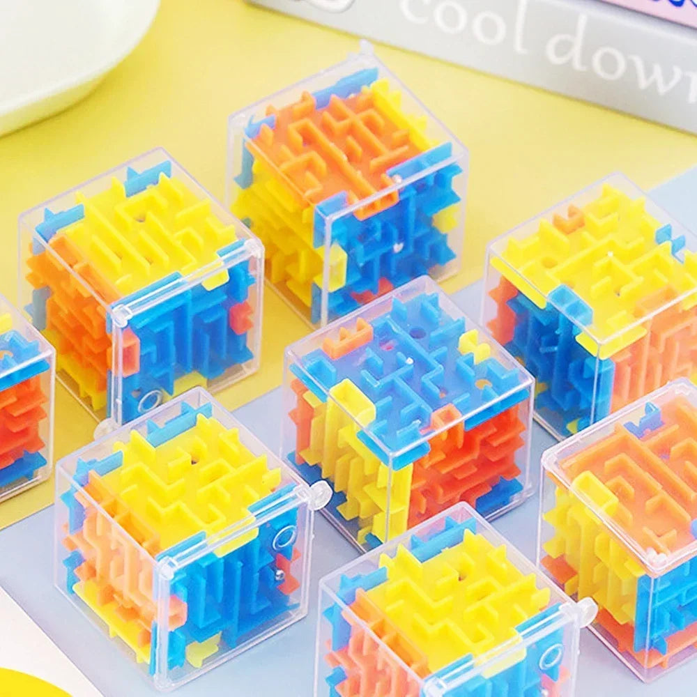 3D Maze Magic Cube Six-sided Transparent Puzzle Speed Cube Rolling Ball Magic Cubes Maze Toys For Children Stress Reliever Toys