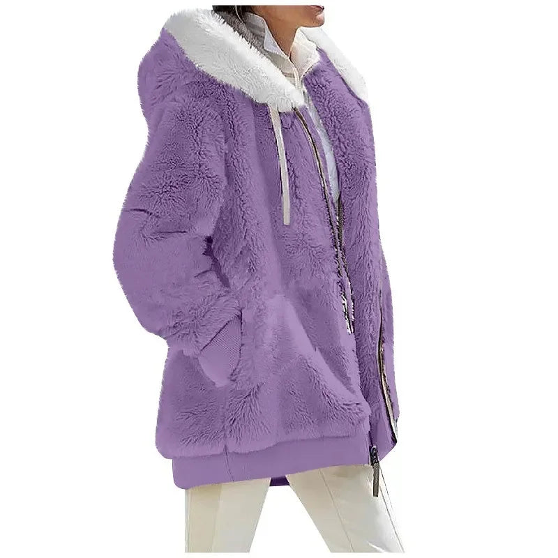Women's Hooded Fleece Jacket – Cosy Zip-Up Coat