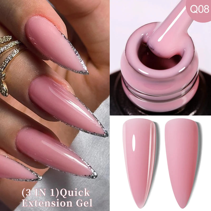 LILYCUTE 15ML Quick Extension Gel Nail Polish Milky White Clear Pink Color French Manicure Finger Prolong Nail Hard Gel Varnish