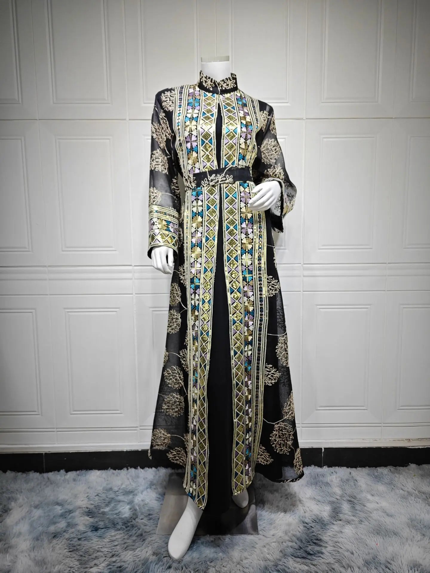 Elegant Abaya Kaftan 2-Piece Set – Eid & Ramadan Party Dress