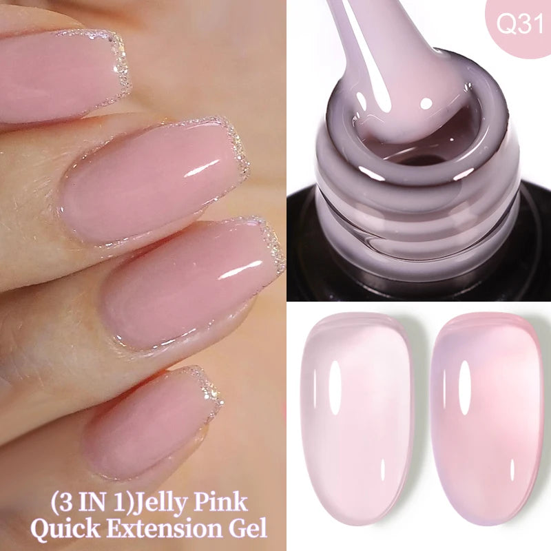 LILYCUTE 15ML Quick Extension Gel Nail Polish Milky White Clear Pink Color French Manicure Finger Prolong Nail Hard Gel Varnish