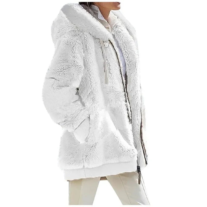 Women's Hooded Fleece Jacket – Cosy Zip-Up Coat