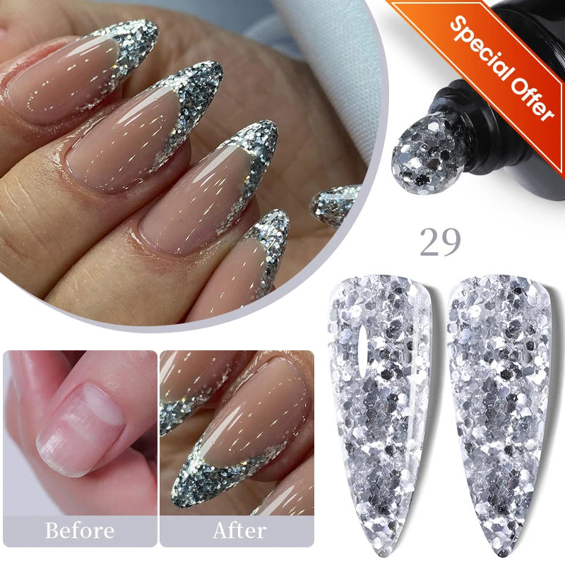 LILYCUTE 15ML Quick Extension Gel Nail Polish Milky White Clear Pink Color French Manicure Finger Prolong Nail Hard Gel Varnish