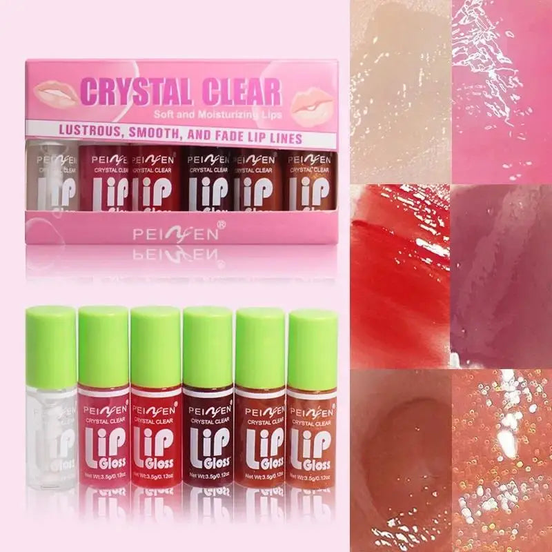 6-Piece Mirror Lip Gloss Set – Hydrating Glossy Shimmer Lip Balm