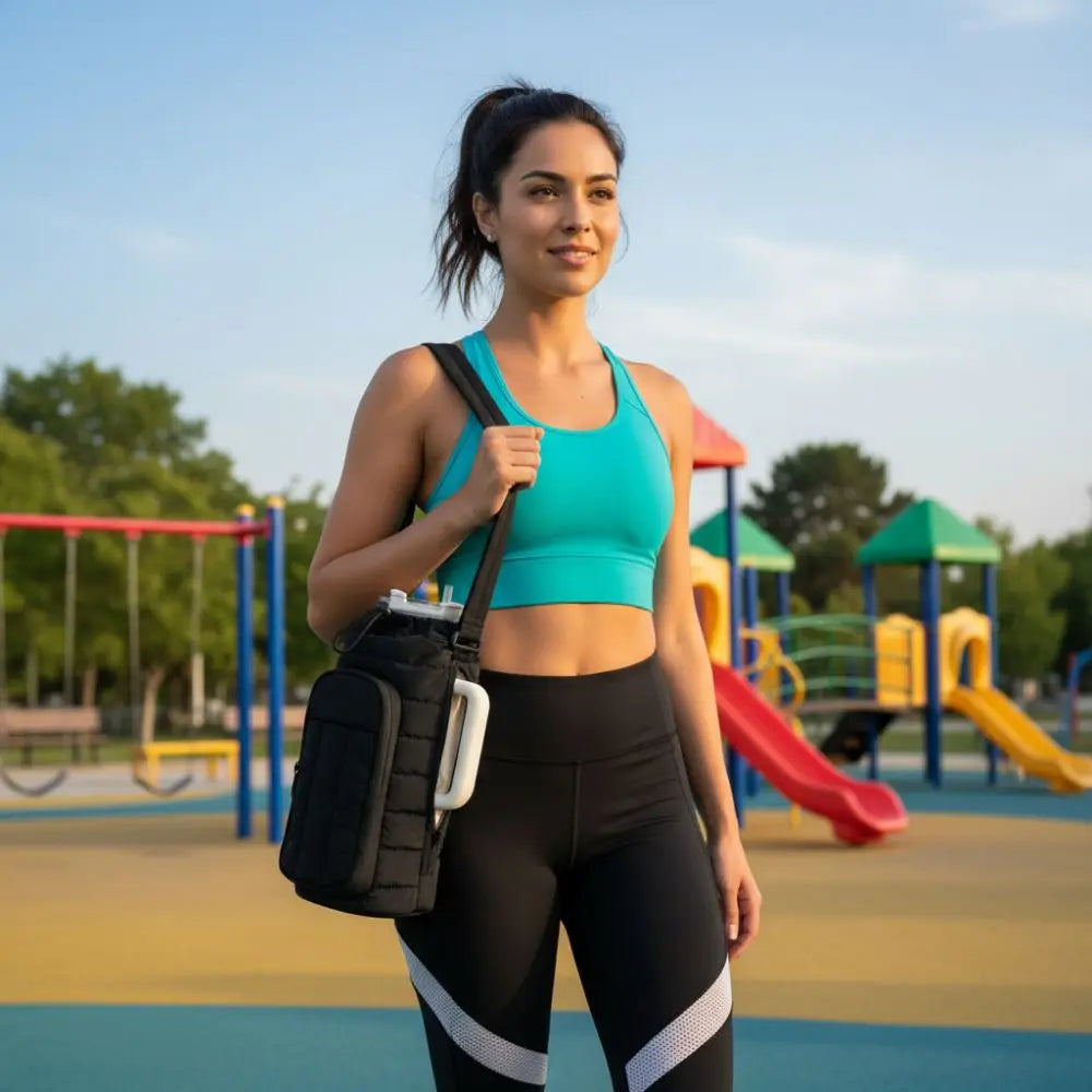 Stylish Water-resistant Water Bottle Holder Bag Large Capacity with Strap Insulating Cup Sleeve Portable Carrier Bag for Women