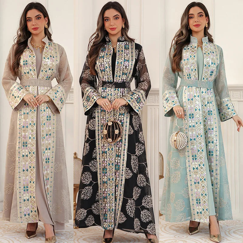 Elegant Abaya Kaftan 2-Piece Set – Eid & Ramadan Party Dress