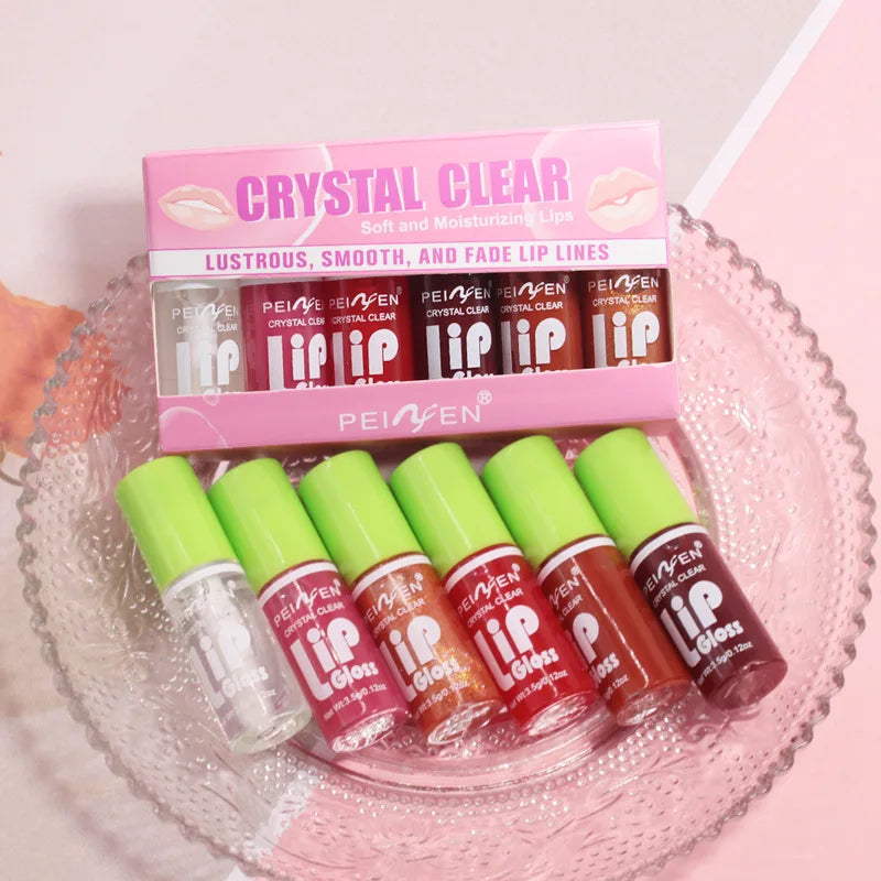 6-Piece Mirror Lip Gloss Set – Hydrating Glossy Shimmer Lip Balm