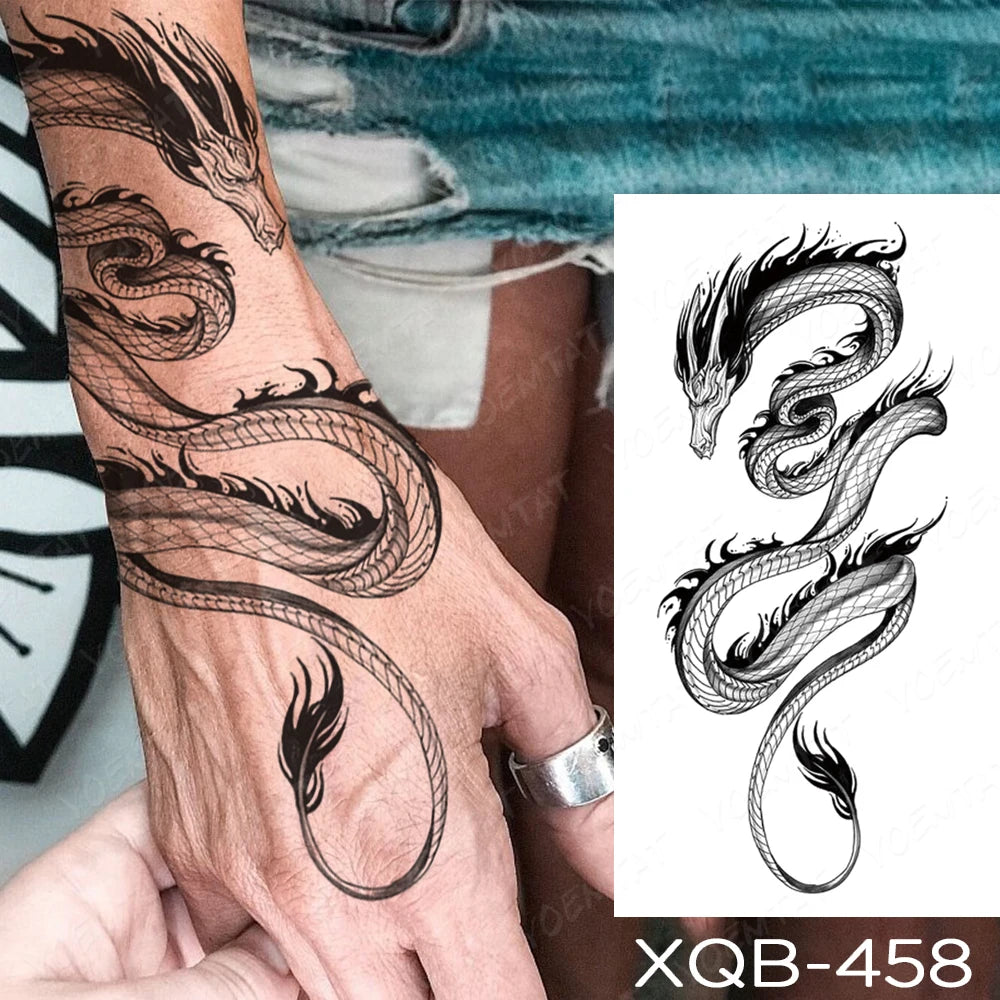 Wholesale Waterproof Temporary Tattoo Sticker Lion Family Flash Tatto Tiger Wolf Moon Crown Flower Body Art Arm Fake Tatoo
