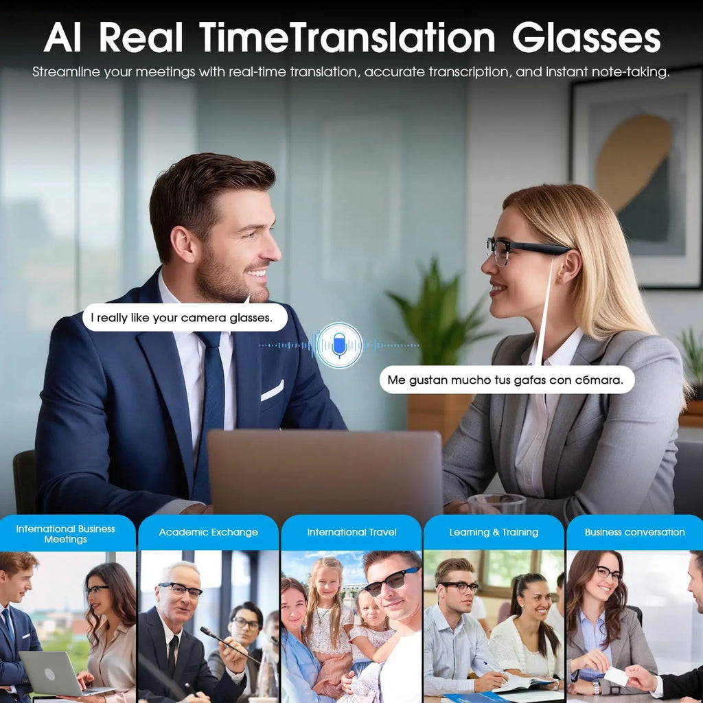 AI Smart Glasses – 4K Camera, Bluetooth & Real-Time Translation