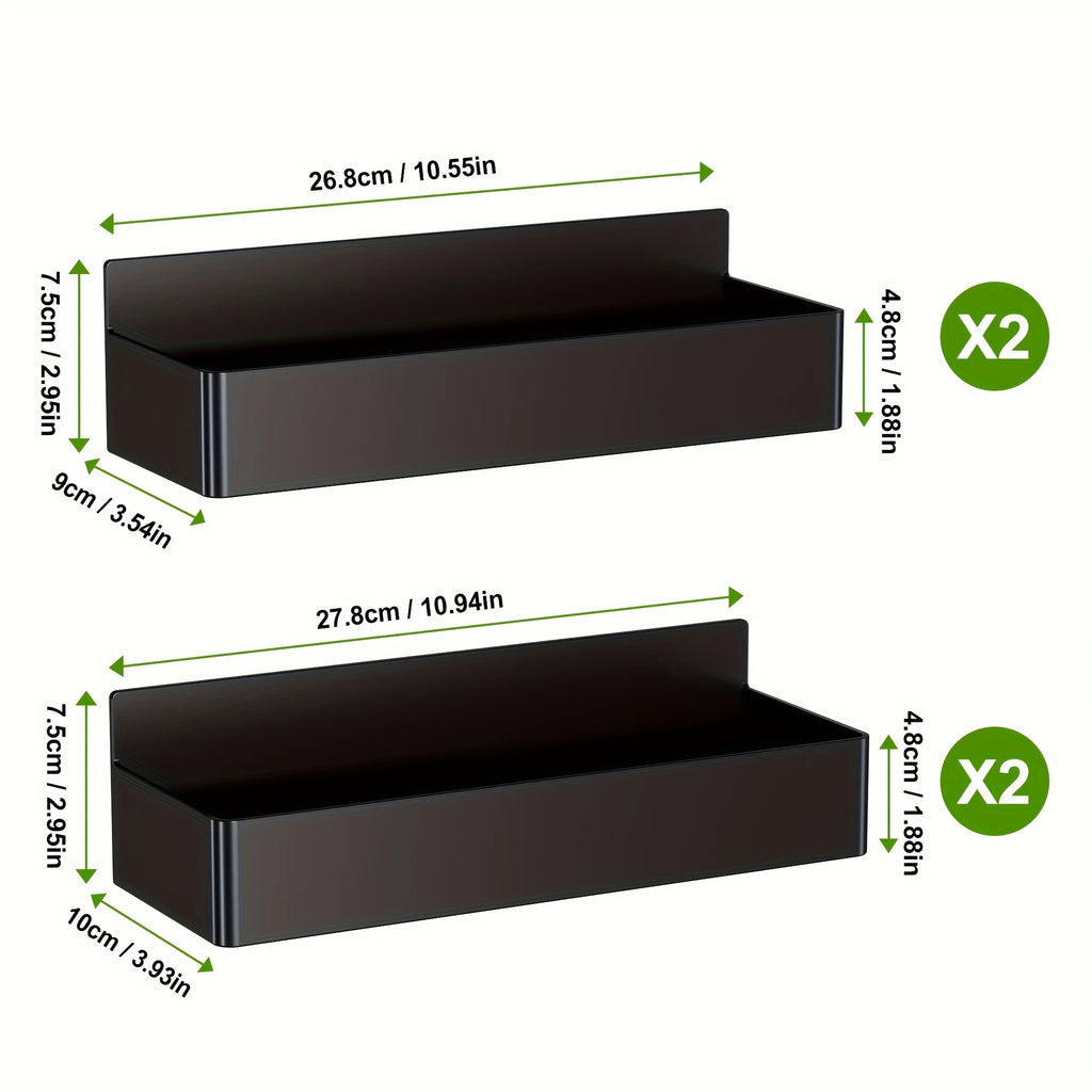 2pcs/4pcs Magnetic Storage Rack, No-Drill Wall Mounted Shelf for Kitchen & Bathroom. Multipurpose & Space-Saving Organizer.