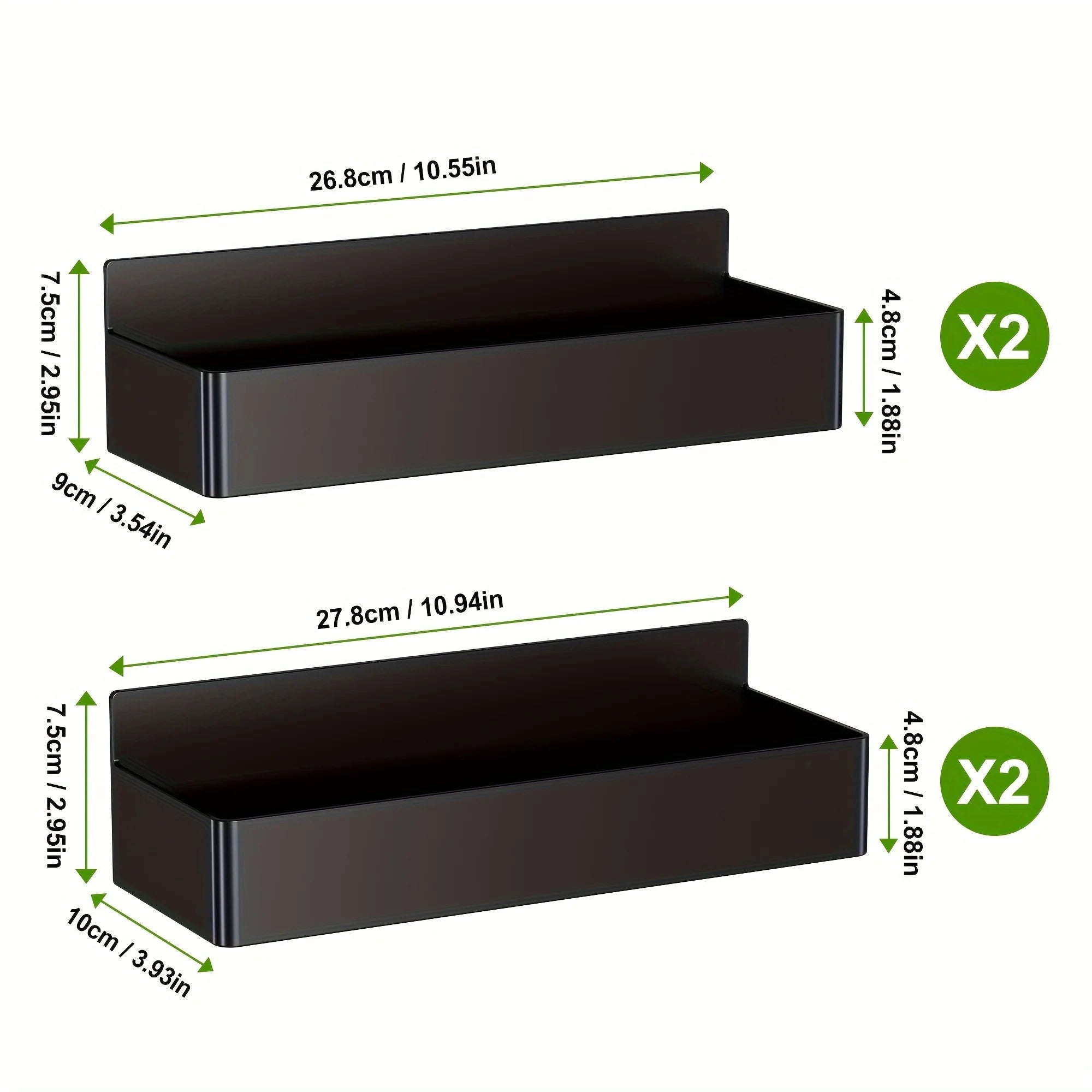 2pcs/4pcs Magnetic Storage Rack, No-Drill Wall Mounted Shelf for Kitchen & Bathroom. Multipurpose & Space-Saving Organizer.