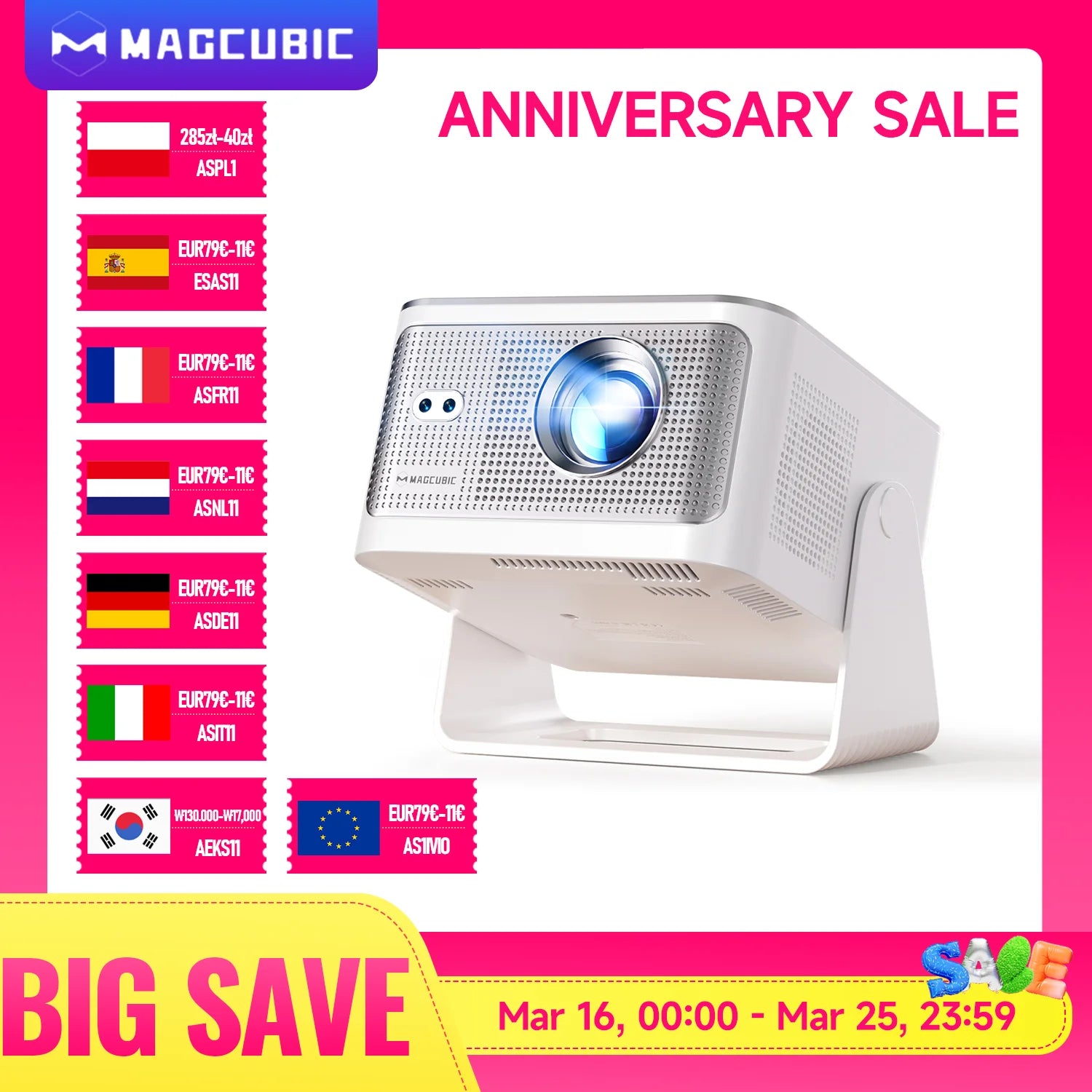 Magcubic 900ANSI Android 14 Projector Auto Focus Support 8K Native 1080P With Wifi6 BT5.4 16G Allwinner H726 Portable HY350Max