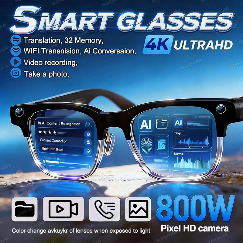 AI Smart Glasses – 4K Camera, Bluetooth & Real-Time Translation