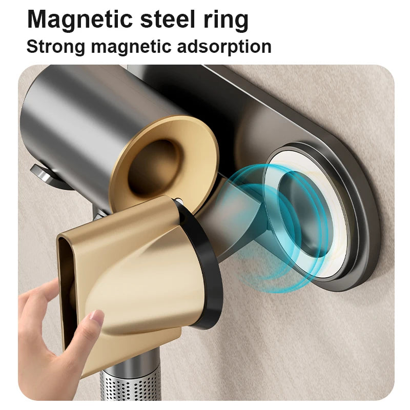 Hair Dryer Magnetic Holder Wall Bracket - No Drill Installation, Synthetic Plastic Holder for Dyson/Leihen/Kexi Gray/White