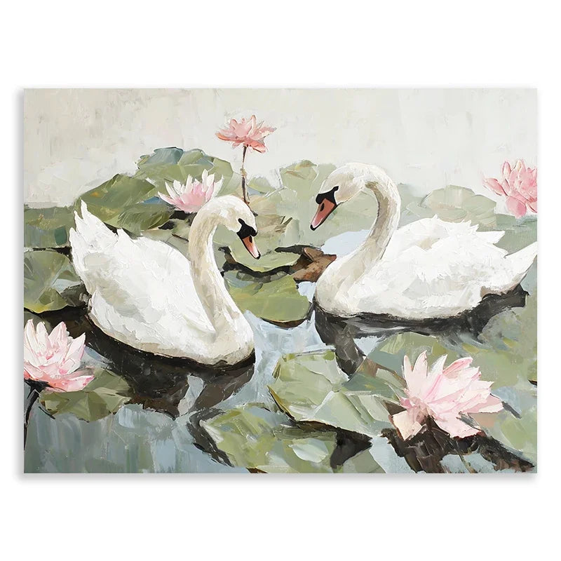Pink Butterfly Flower White Swan Beautiful Print Poster Vintage Trend Girls Room Nursery Canvas Painting Home Decor Wall Art