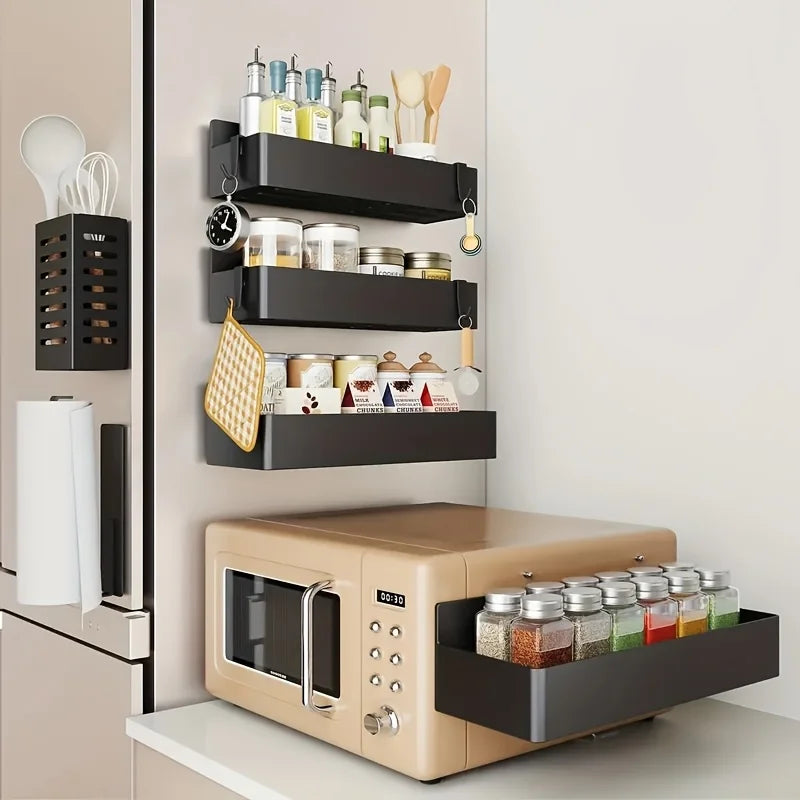 2pcs Storage Magnetic Basket For Fridge Multifunctional Kitchen Storage Rack Saving Space Storage Basket For Refrigerator Fridge