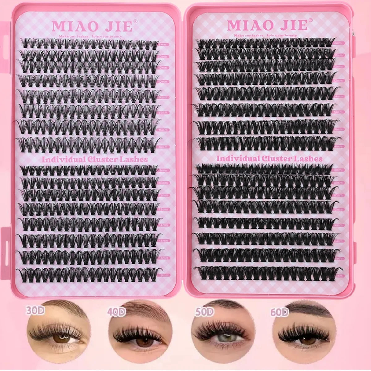 MIAOJIE DIY Lash Extension Kit 720pcs Lash Clusters Individual Eyelashes Kit with Lash Bond and Seal Wispy Natural Mange Lashes