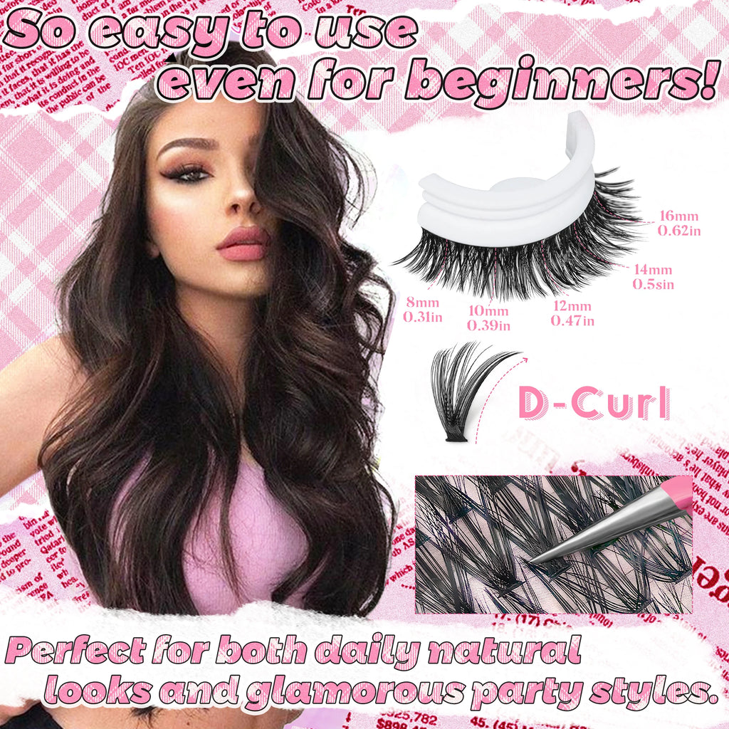 300/120PCS 5D Fluffy Cluster Lashes 30D-100D Natural Thick Eyelash Clusters Individual Lashes DIY Eyelashes Extension Makeup