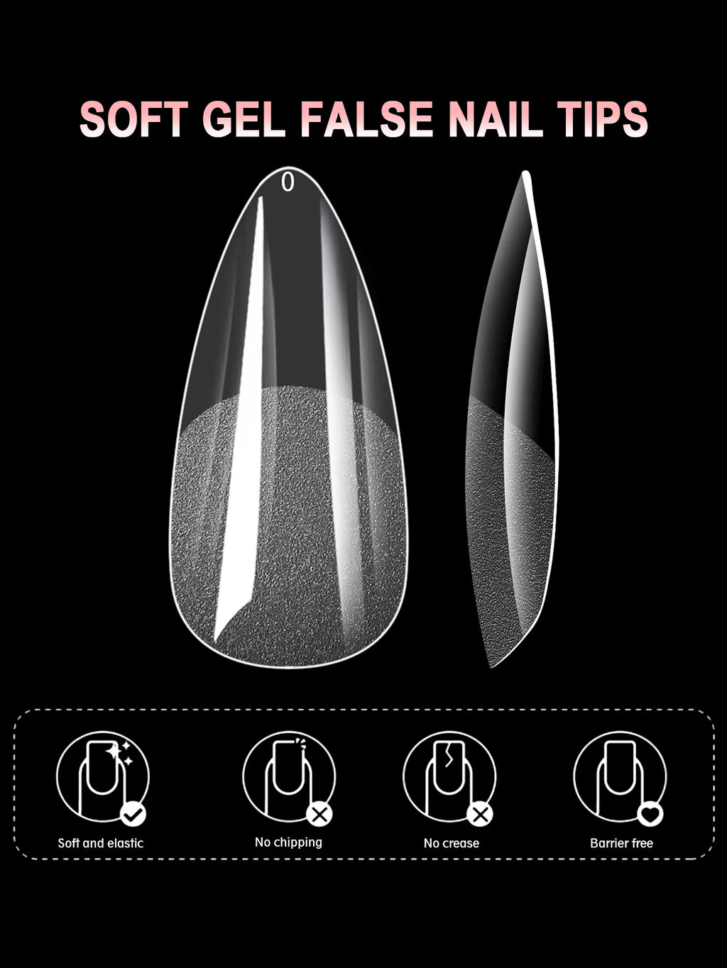 100/600Pcs Short Almond Nail Tips Soft Gel Nail Tips Full Cover False Nail Tips For Acrylic Nails  Salon Home Press On Nails