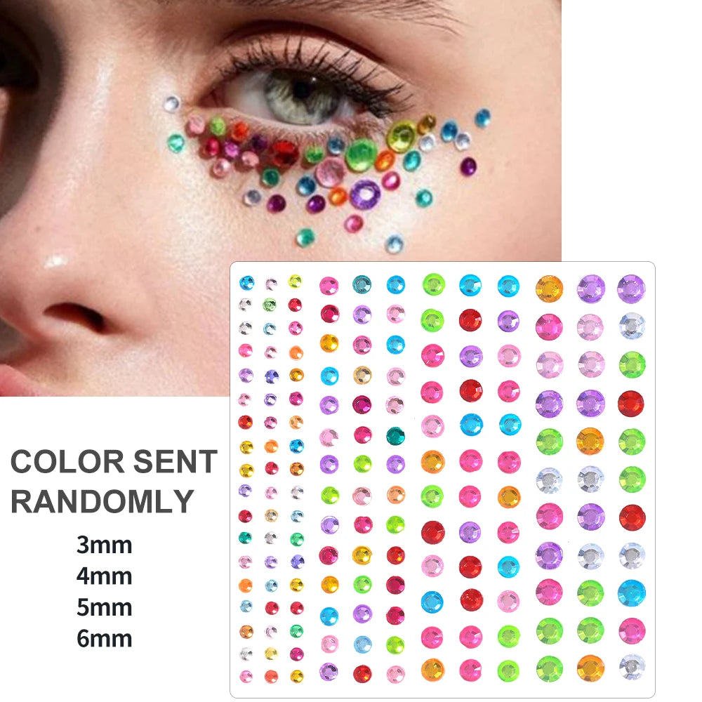 3D Rhinestone Face Tattoo Stickers For Festival Glitter Makeup Jewelry Sticker On Face Crystals Gems Jewels Diamonds Decoration