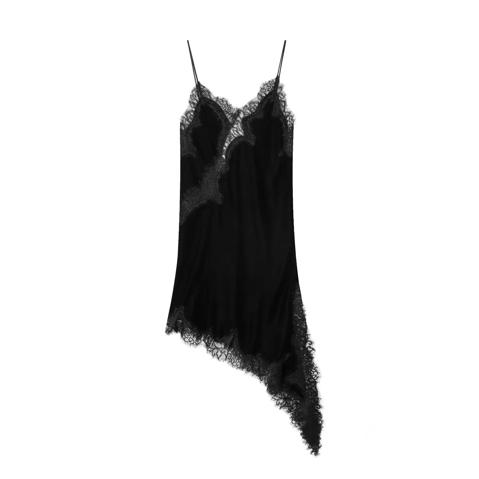 Luxe Lace-Spliced Satin Mini Dress – Sleeveless Backless Party Dress