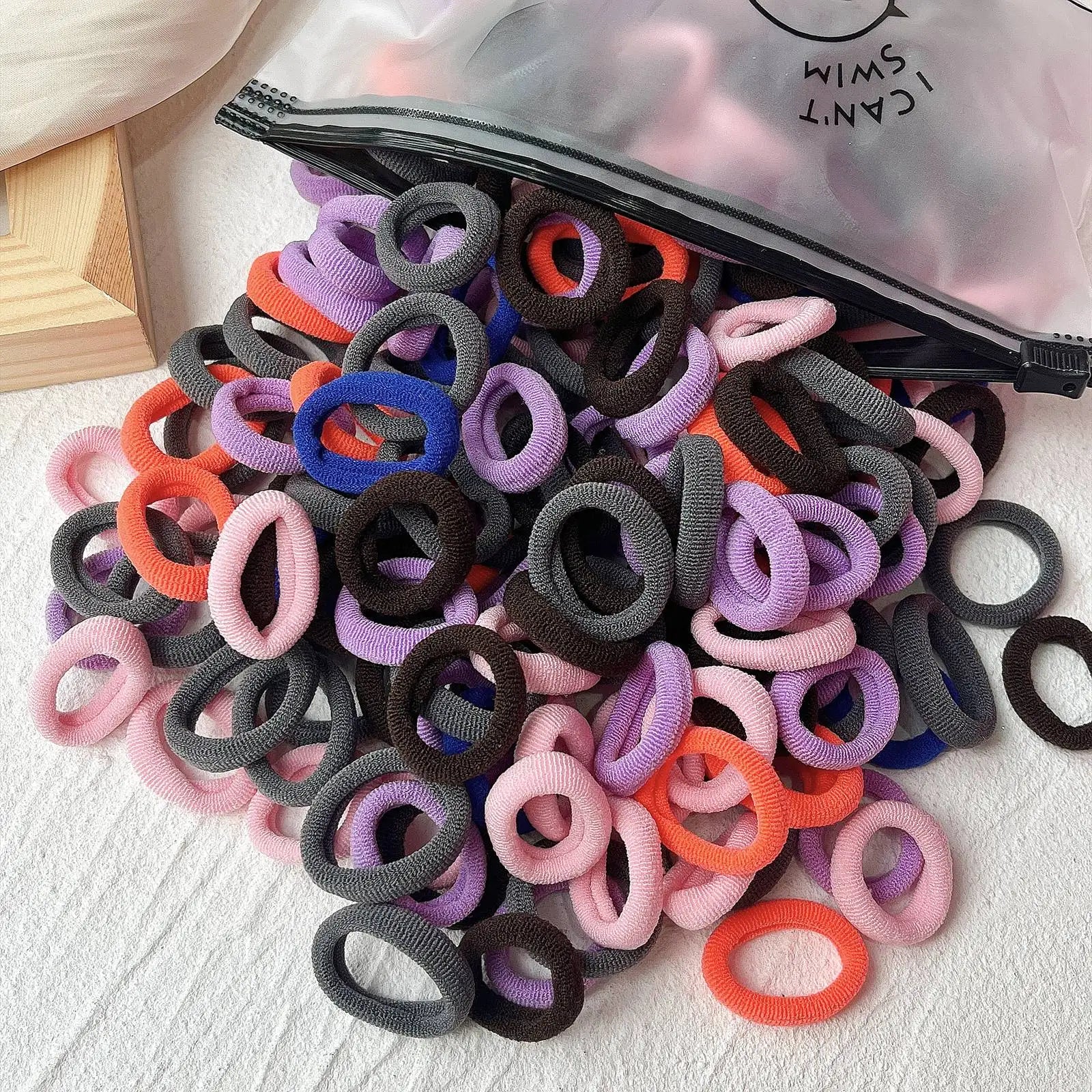 50PCS/Set Women Girls Basic Hair Bands  Simple Solid Colors Elastic Headband Hair Ropes Ties Hair Accessories Ponytail Holder