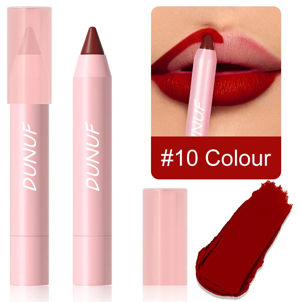 Waterproof Lip Liner & Lipstick Pencil – 18 Shades, Matte Long-Lasting