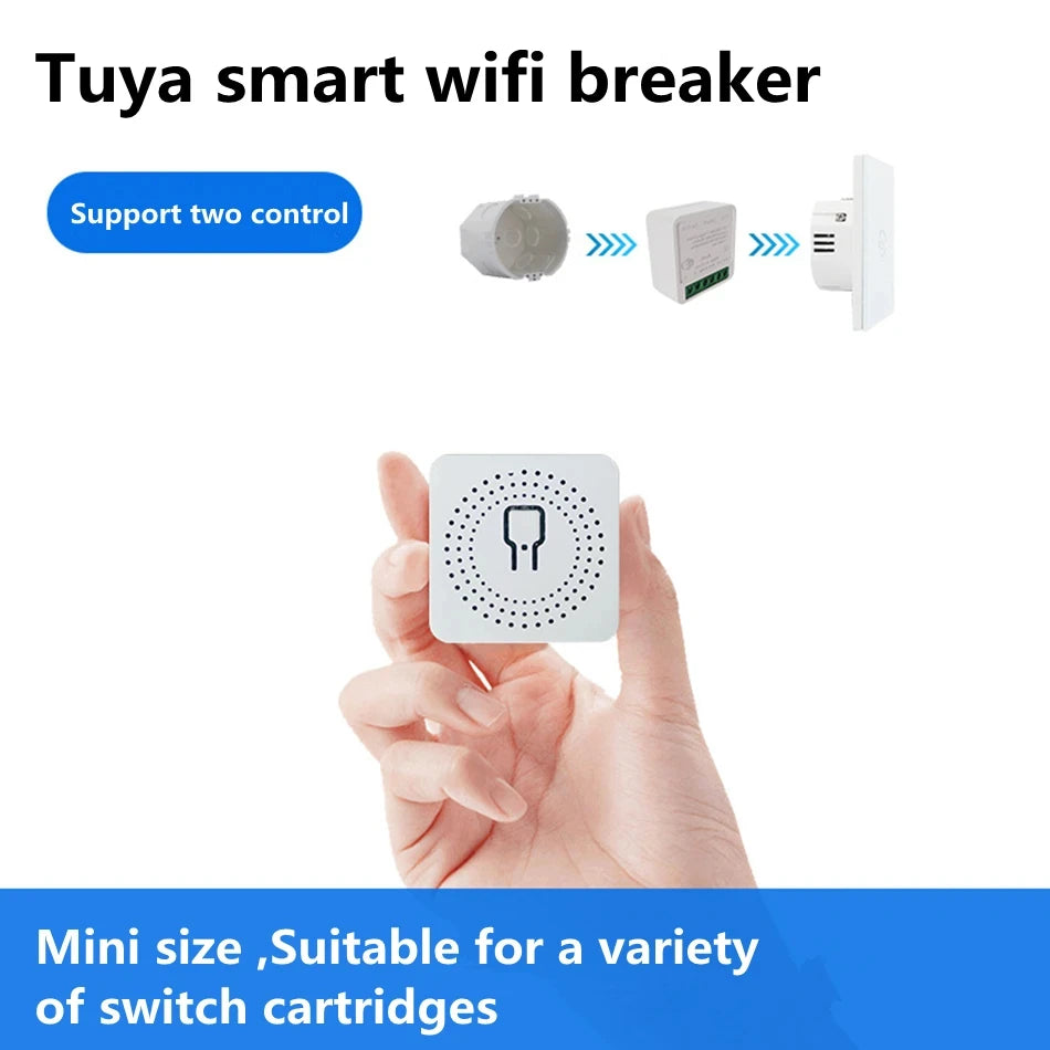 Tuya WiFi Smart Switch 16A  Module 2-way Control Mini Switch Breaker Smart Life Work With Alexa Google Alice 1/10pcs