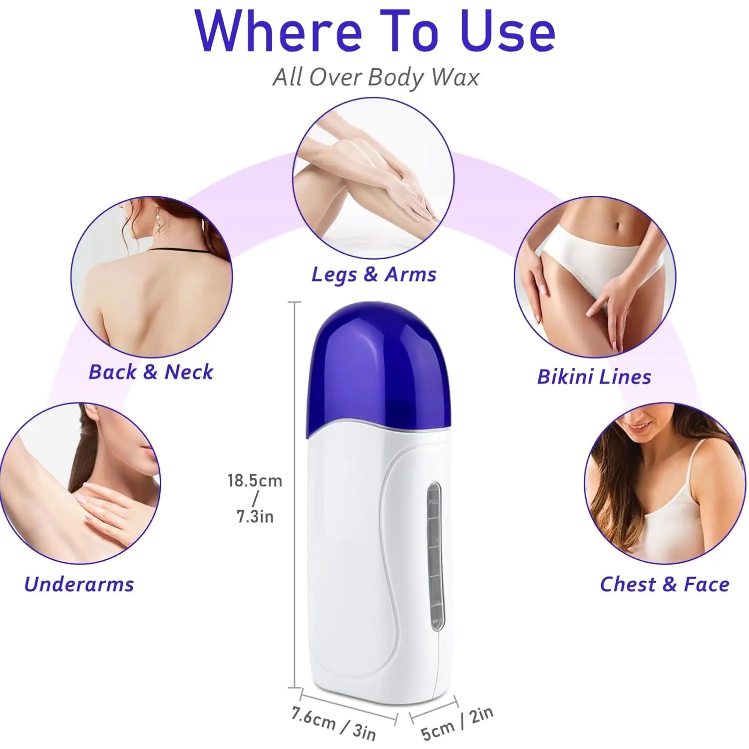 YIKOOLIN Wax Heater Roll On Roll on Wax Hair Removal Roller Waxing Portable Wax Heater Machine for Women & Men