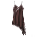 Luxe Lace-Spliced Satin Mini Dress – Sleeveless Backless Party Dress