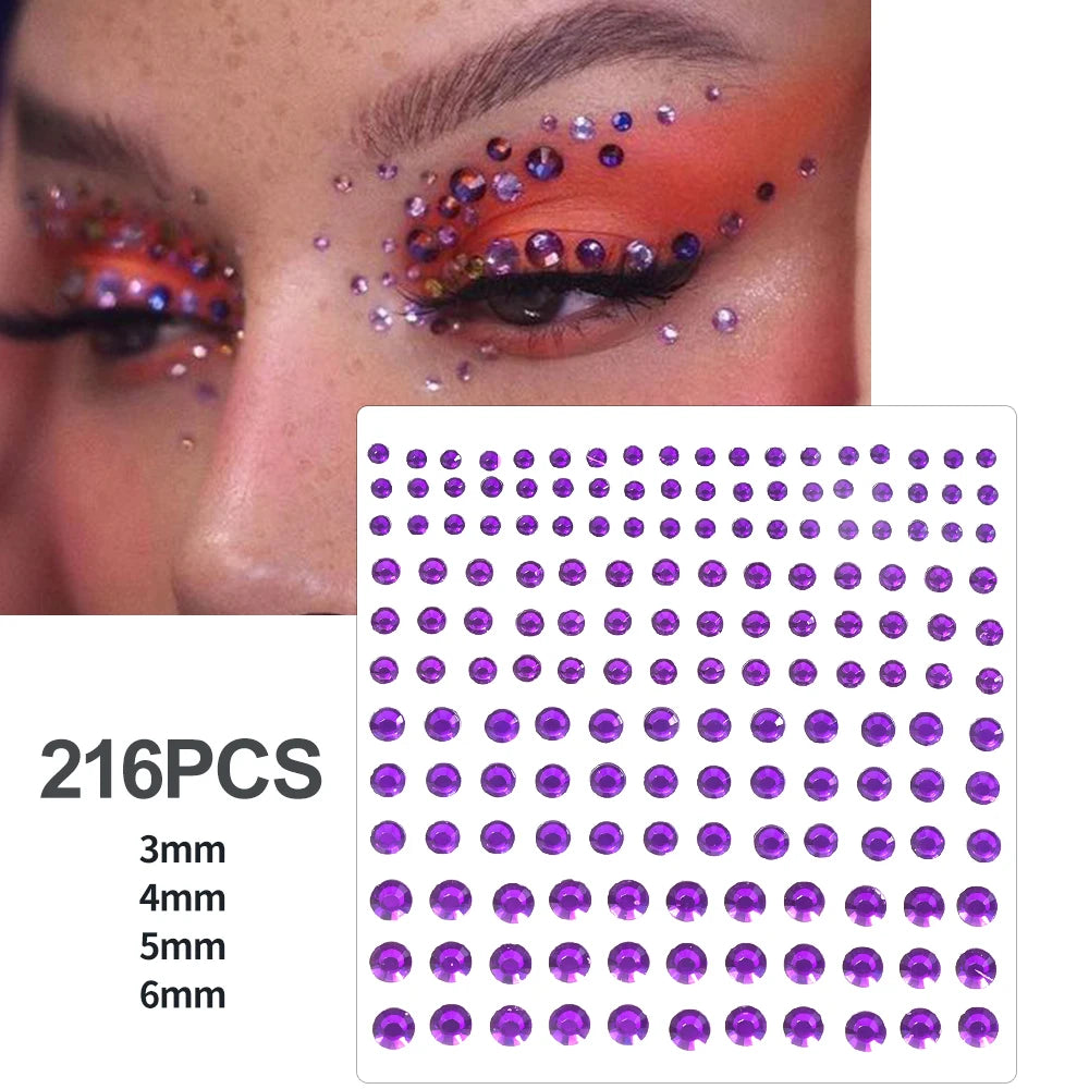 3D Rhinestone Face Tattoo Stickers For Festival Glitter Makeup Jewelry Sticker On Face Crystals Gems Jewels Diamonds Decoration