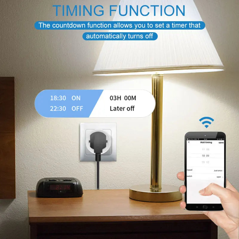 Smart Socket EU 20A Wifi Smart Plug  Power Monitoring Smart Home Voice Control Support Google Assistant Alexa Alice