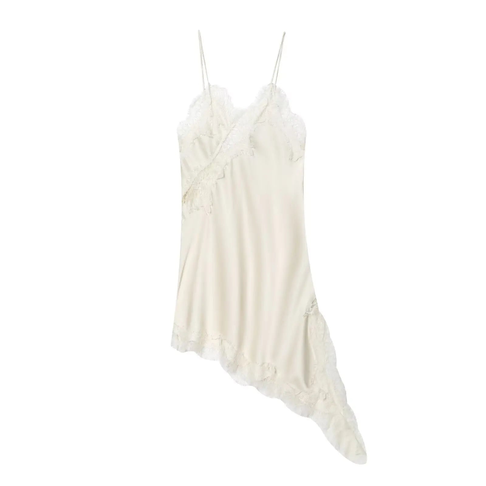 Luxe Lace-Spliced Satin Mini Dress – Sleeveless Backless Party Dress