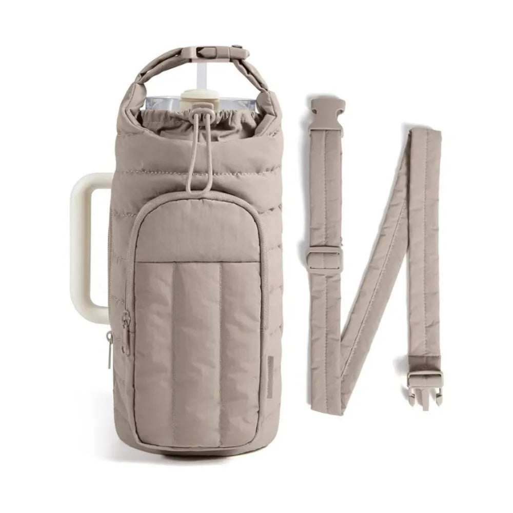 Stylish Water-resistant Water Bottle Holder Bag Large Capacity with Strap Insulating Cup Sleeve Portable Carrier Bag for Women