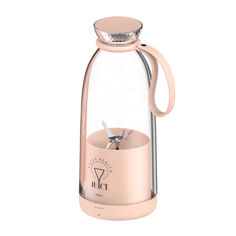 500ml Portable juicer Rechargeable Wireless Fruit Mixer Fresh Juice Bottle Blender 6 Blades Food Milkshake Ice Crush Cup 2400mAh