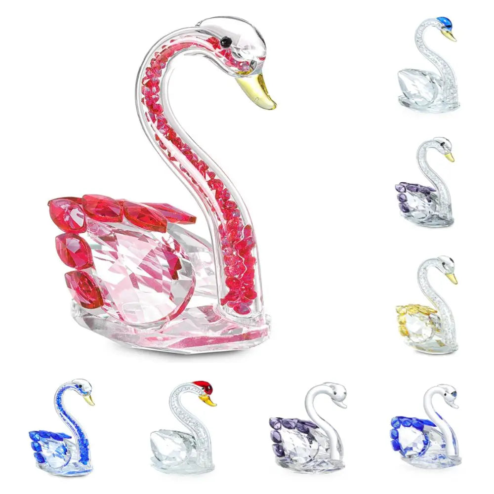 Creative Crystal Swans Ornaments Desktop Decoration Miniature Gift Diamond Swans Crafts Small Statue Elegant