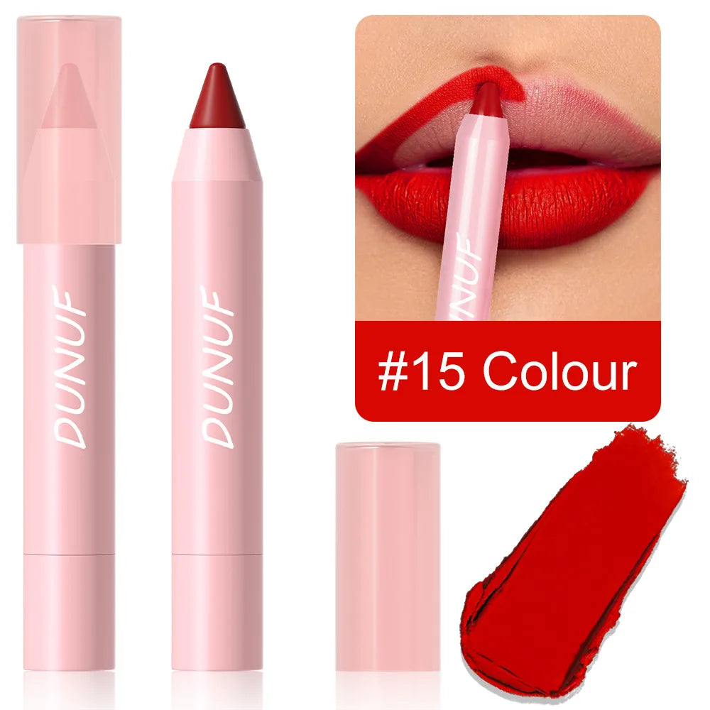Waterproof Lip Liner & Lipstick Pencil – 18 Shades, Matte Long-Lasting