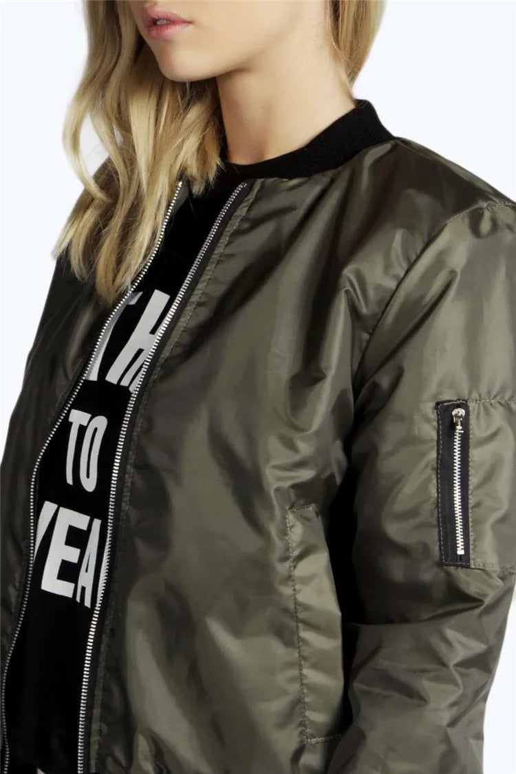 Women's Autumn Bomber Jacket – Slim Fit Zipper Coat