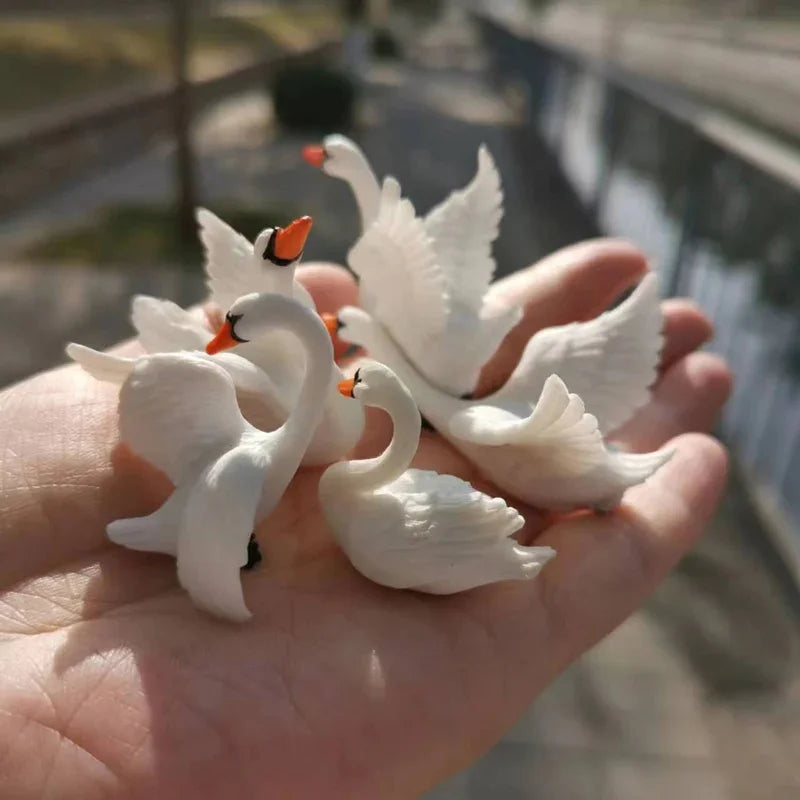 5 Pcs/goose swan/doll house/miniature/lovely/fairy garden gnome/moss terrarium decor/crafts/DIY supplies/figurine