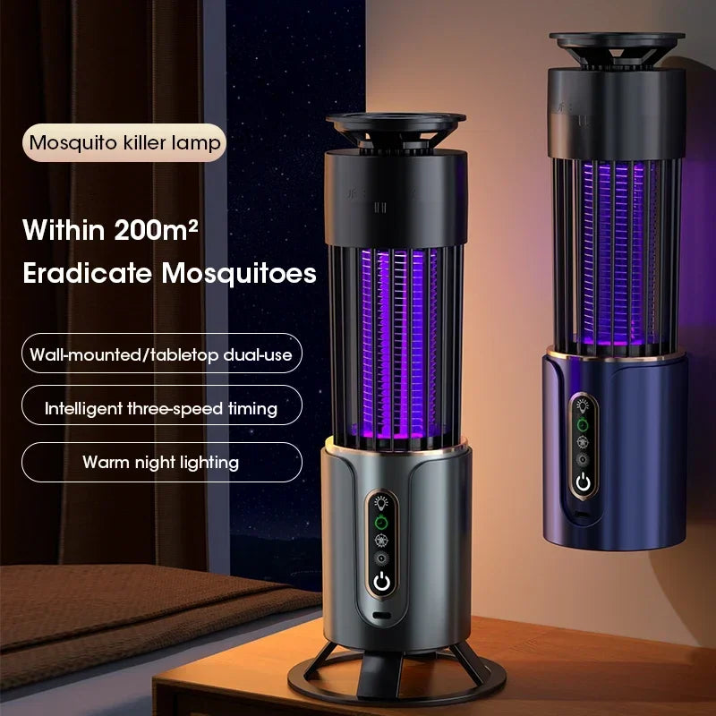 Insect Fly Trap Mosquito Killer Lamp Camping Lantern Usb Timing Electric Mosquito Swatter Outdoor Insect Killer Repellent 2025