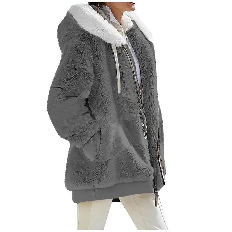 Women's Hooded Fleece Jacket – Cosy Zip-Up Coat